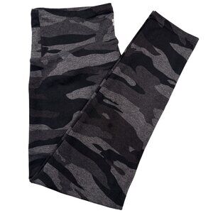 Tuff Athletics Camo Print Womens Leggings Sz Large Black Gray Activewear Pocket